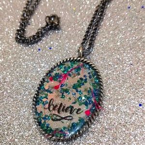 Hand Crafted UV Resin 'Believe' Pendant